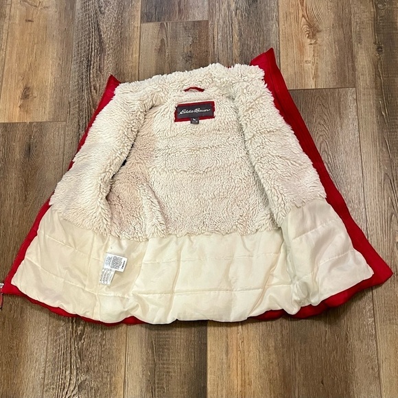 EDDIE BAUER Puffer Goose‎ Down Sherpa Gray Red Quilted Zip VEST Jacket Womens XS - Picture 4 of 13